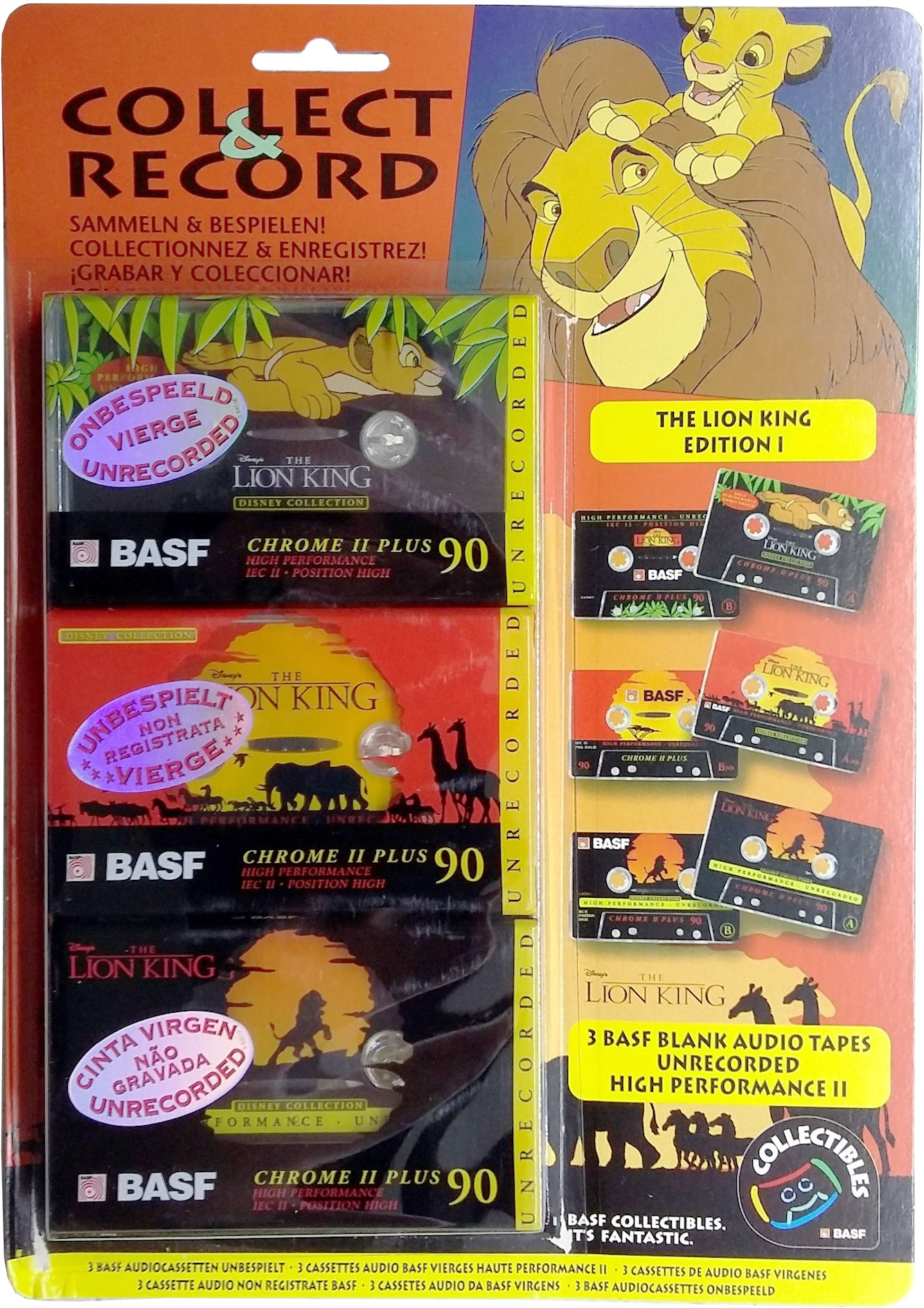 3 pack BASF Chrome II Plus 90 "The Lion King Edition I" Type II Chrome 1996 Europe