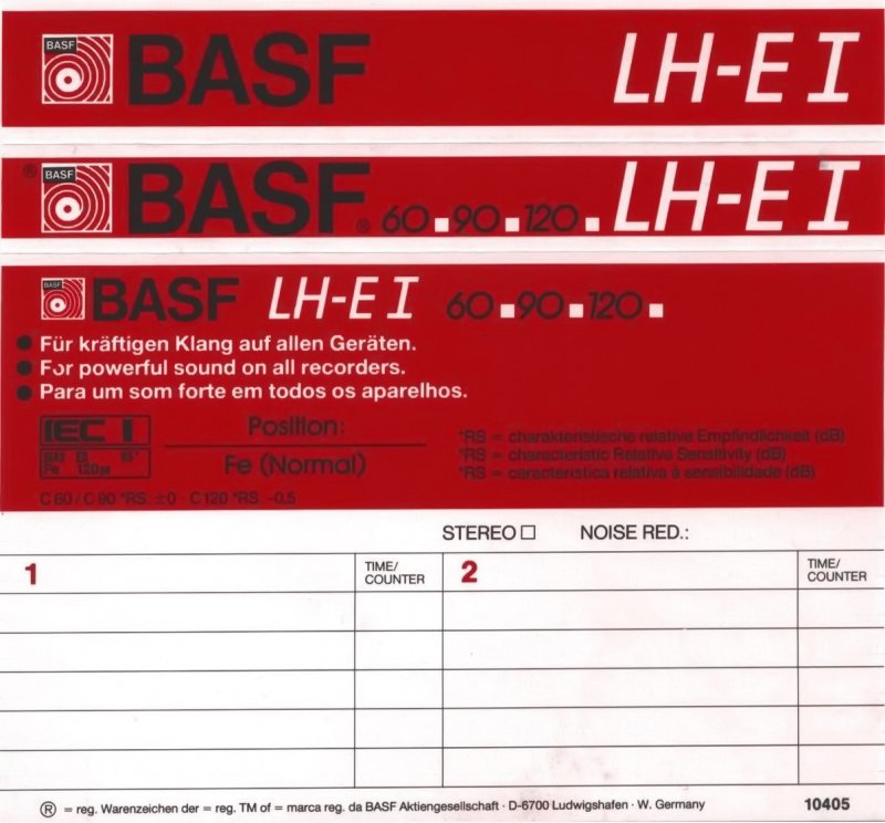 Compact Cassette BASF LH Extra I 60 Type I Normal 1985 Brazil