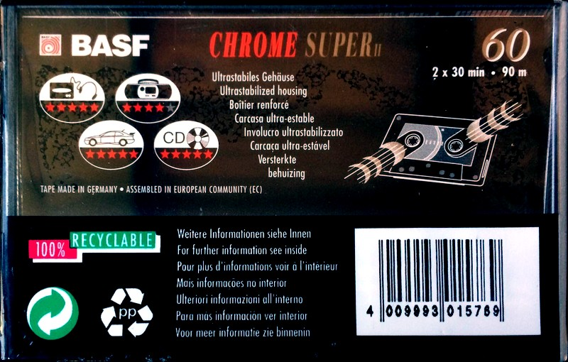 Compact Cassette BASF Chrome Super II 60 Type II Chrome 1993 Germany