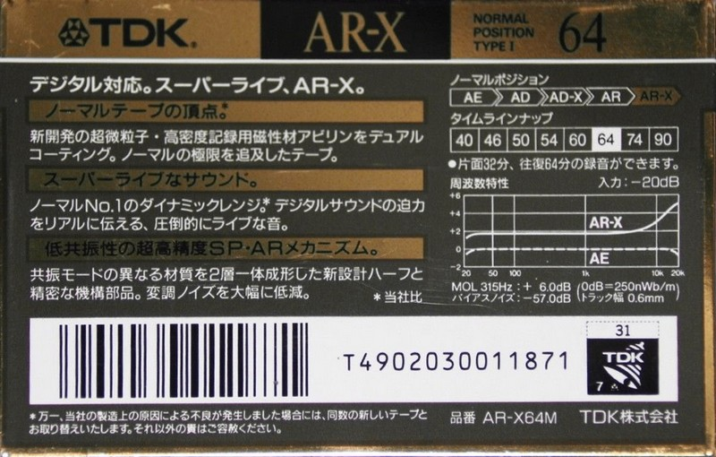 Compact Cassette: TDK  - AR-X 64