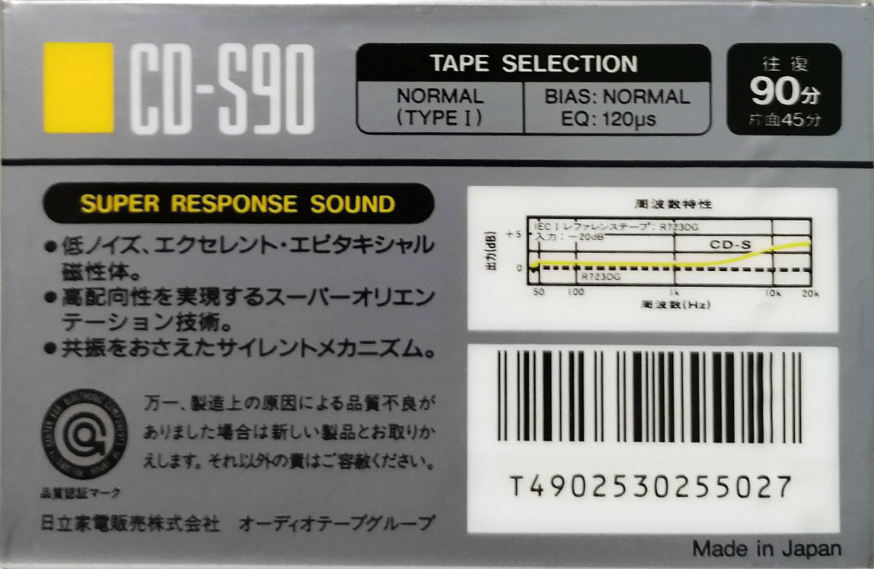 Compact Cassette Hitachi CD 90 "CD-S" Type I Normal 1988 Japan