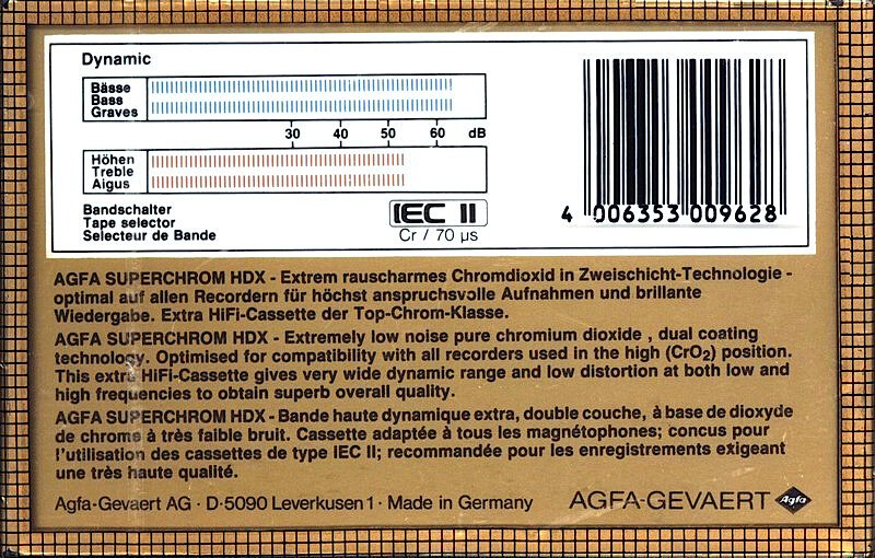 Compact Cassette AGFA Superchrom HDX 90+6 Type II Chrome 1985 Europe