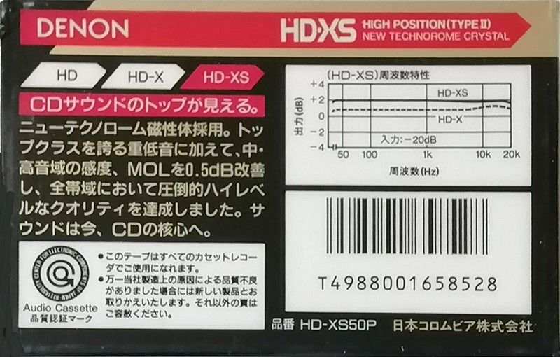 Compact Cassette Denon HD-XS 50 "HD-XS50P" Type II Chrome 1989 Japan