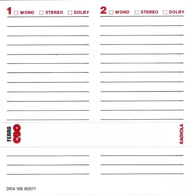 Compact Cassette Radiola Ferro 90 Type I Normal 1981 Europe