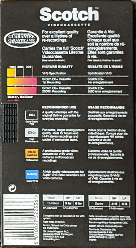 VHS, Video Home System:  Scotch - Extra Grade Plus 180