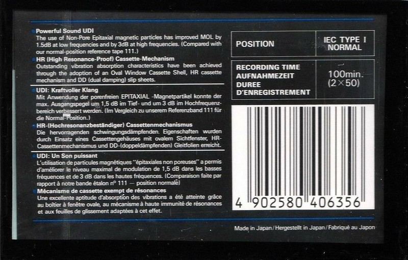 Compact Cassette Maxell UDI / UD1 100 Type I Normal 1988 Europe