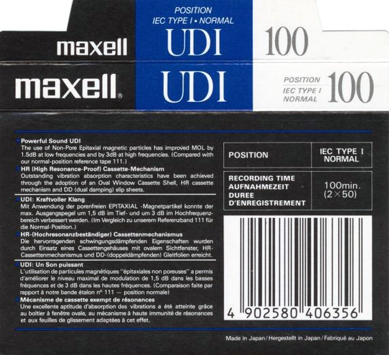 Compact Cassette: Maxell / Hitachi Maxell - UDI 100