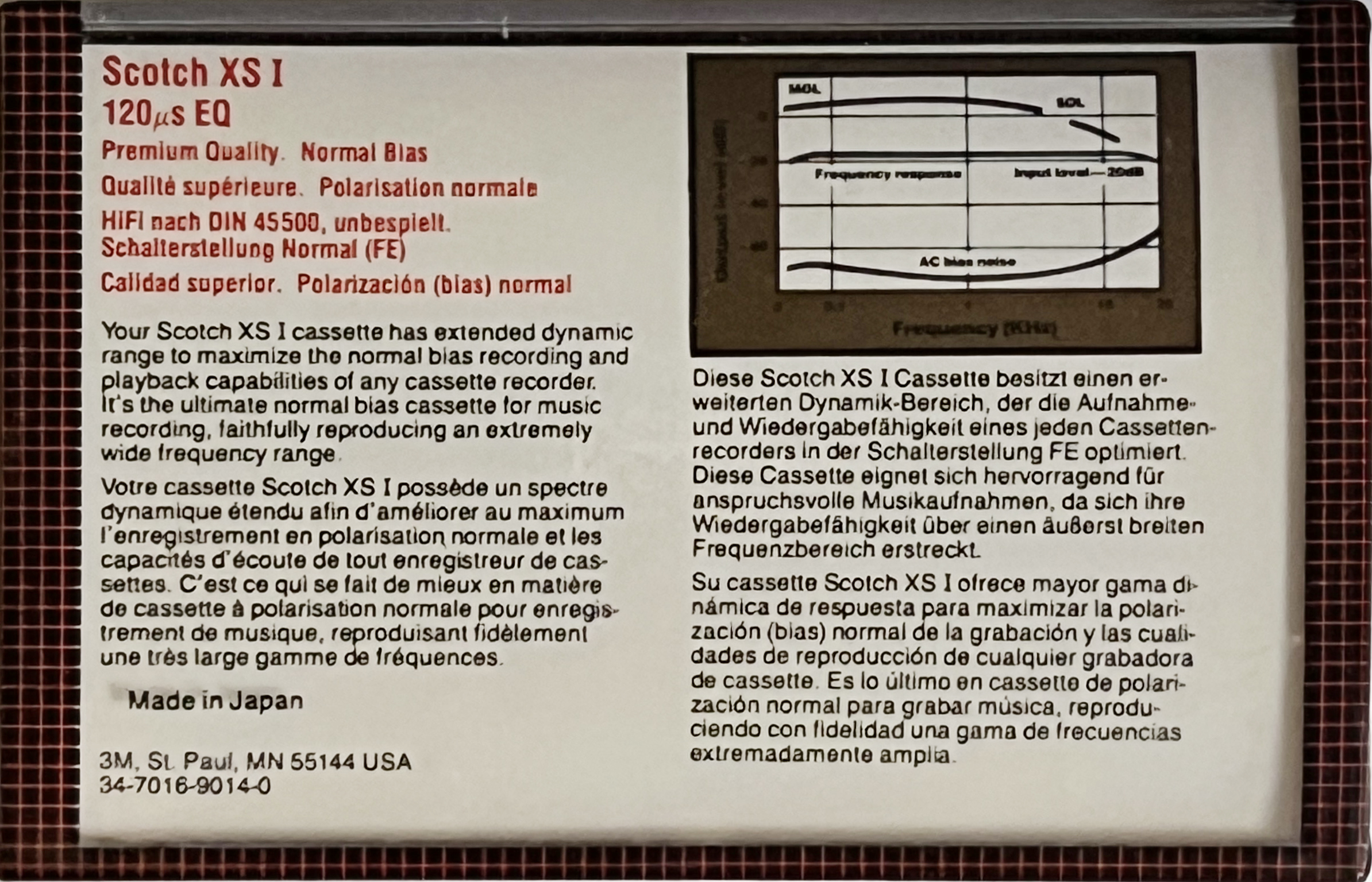 Compact Cassette Scotch XS I 90 "34-716-9014-0" Type I Normal 1982 Worldwide