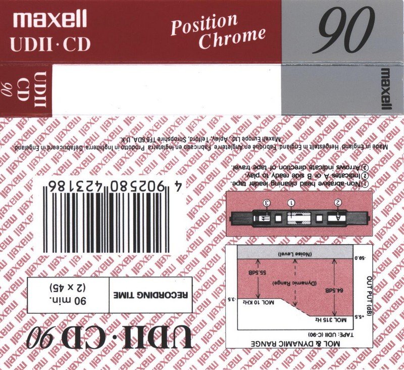Compact Cassette Maxell UDII-CD 90 Type II Chrome 1996 Europe