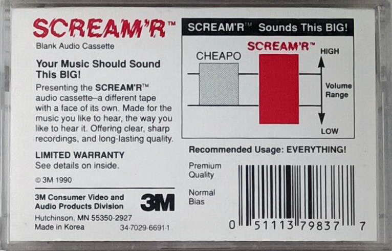 Compact Cassette Scotch Scream`R 60 Type I Normal 1990 Worldwide