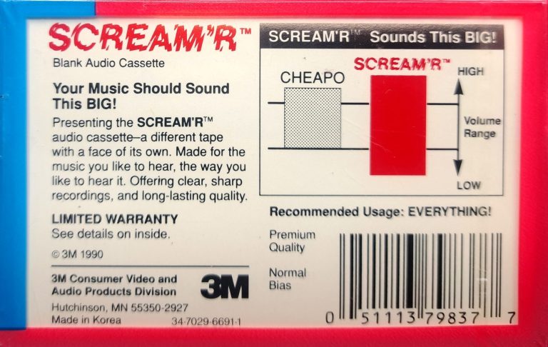Compact Cassette Scotch Scream`R 60 Type I Normal 1990 North America