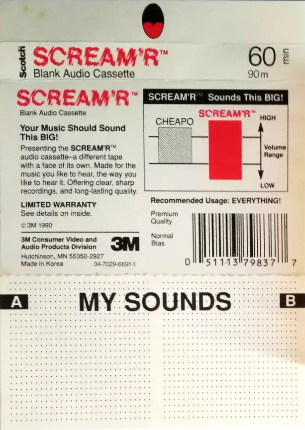 Compact Cassette Scotch Scream`R 60 Type I Normal 1990 North America