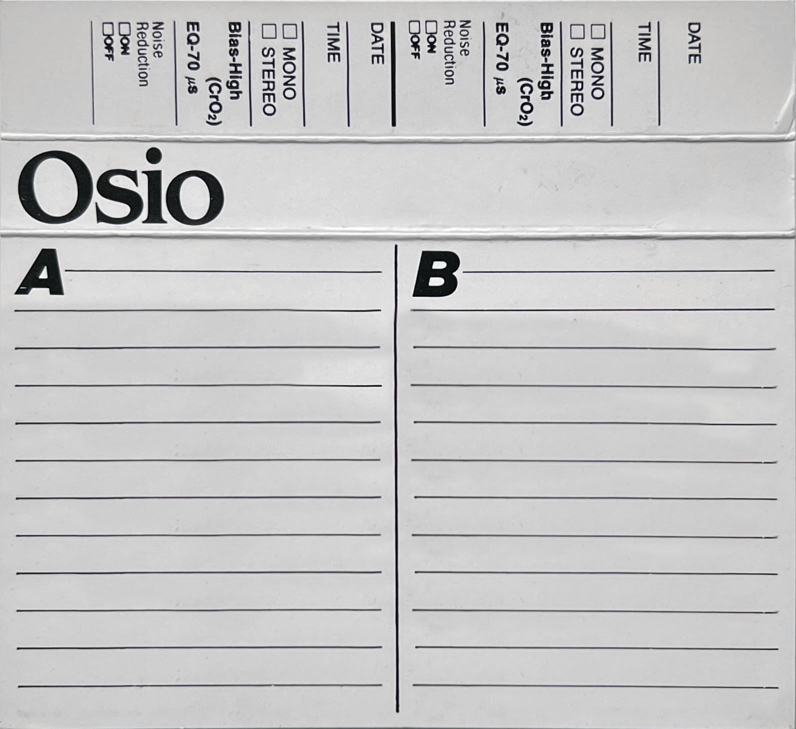 Compact Cassette Osio 60 Type II Chrome Unknown Country