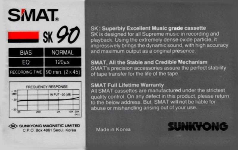 Compact Cassette: Sunkyong Magnetic Limited (SKM) Smat - SK 90