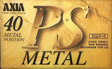 Compact Cassette AXIA PS-Metal 40 "PSM C 40" Type IV Metal 1992 Japan