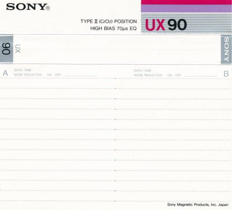 Compact Cassette: Sony  - UX 90