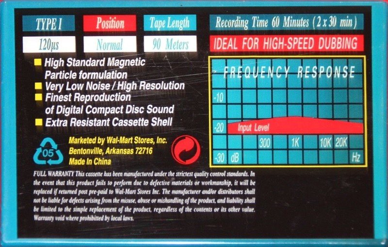Compact Cassette Walmart Magnetics 60 Type I Normal USA
