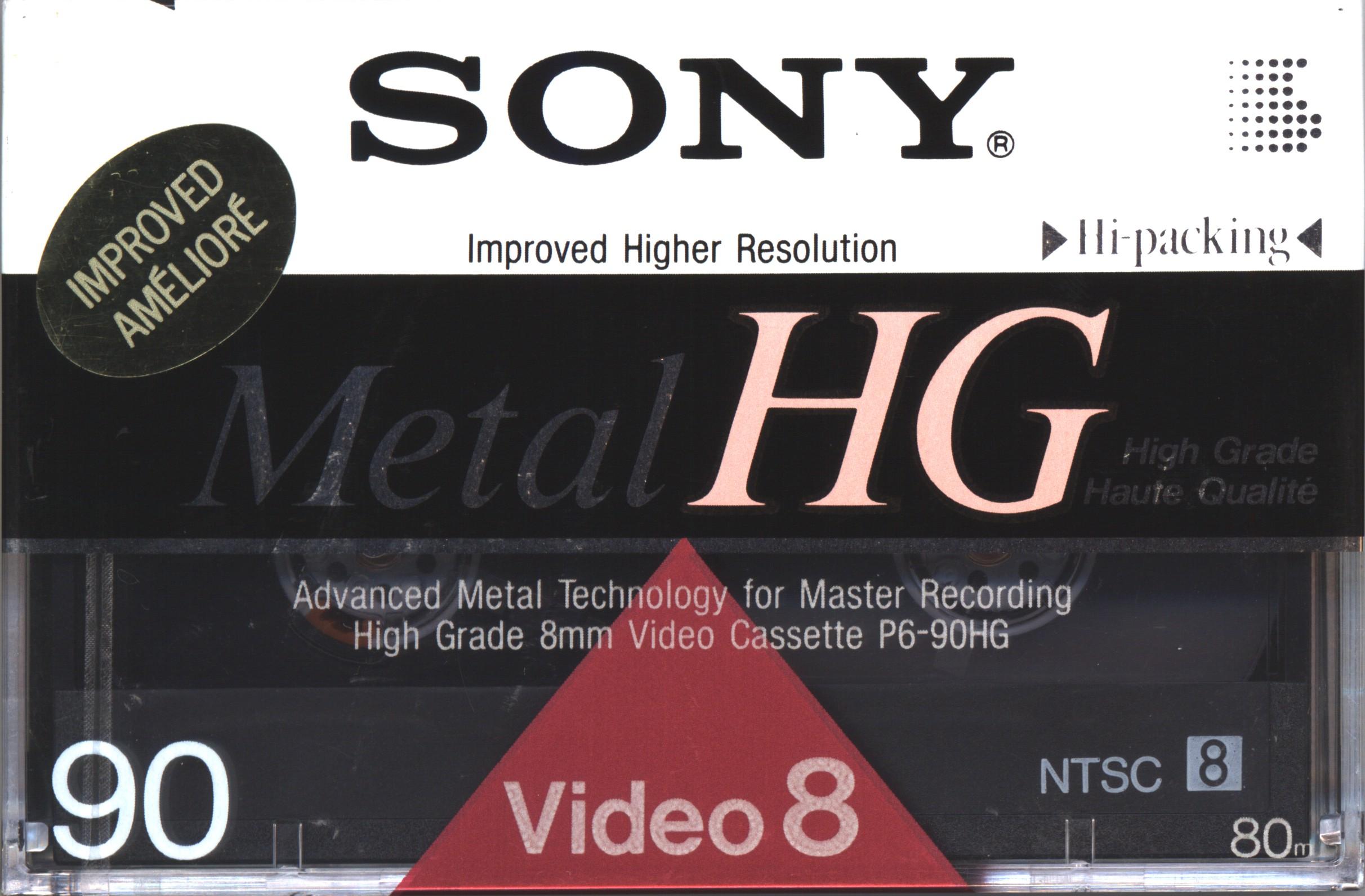 Video8, Hi8, Digital8 Sony HG 90 "Video8 P6-90HG" Type IV Metal 1992 North America