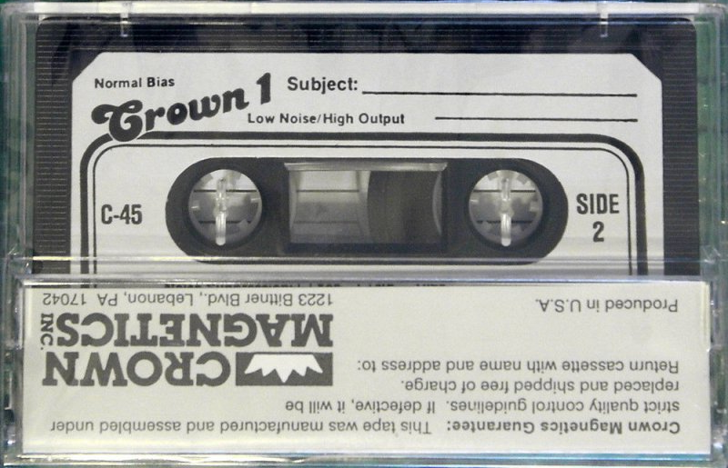 Compact Cassette Crown Magnetics Crown 1 45 Type I Normal 1983 USA