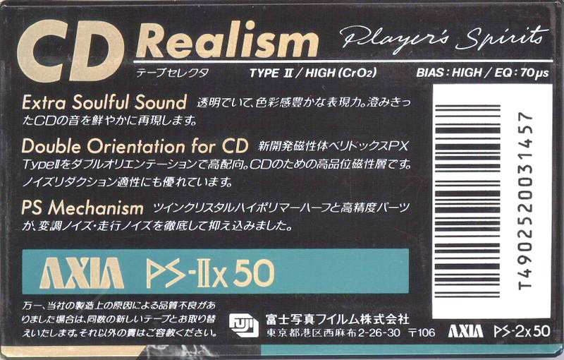 Compact Cassette AXIA PS-IIx 50 Type II Chrome 1989 Japan