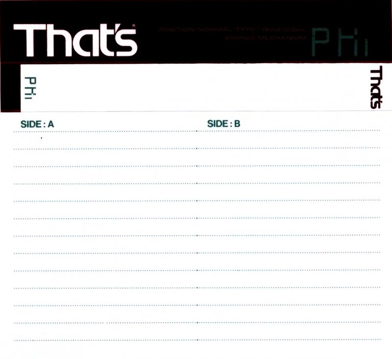 Compact Cassette Thats PH-I 46 Type I Normal 1988 Japan