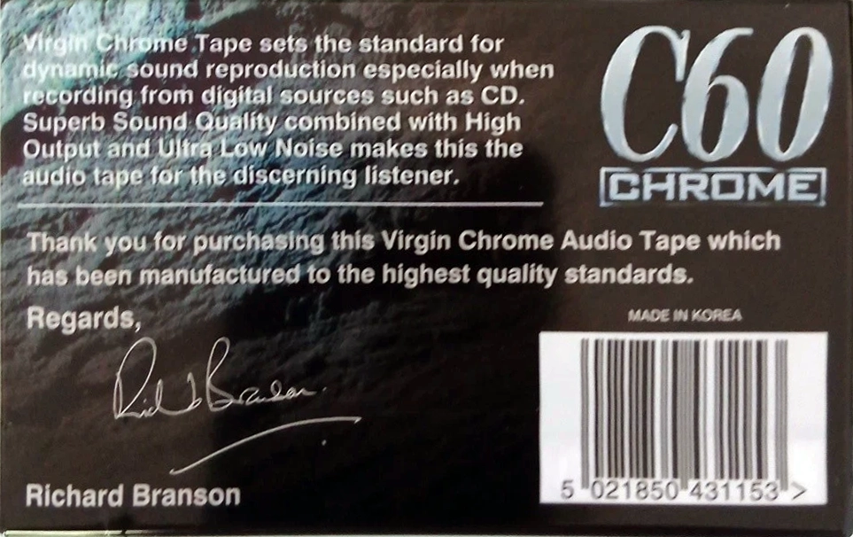 Compact Cassette Virgin 60 Type II Chrome UK