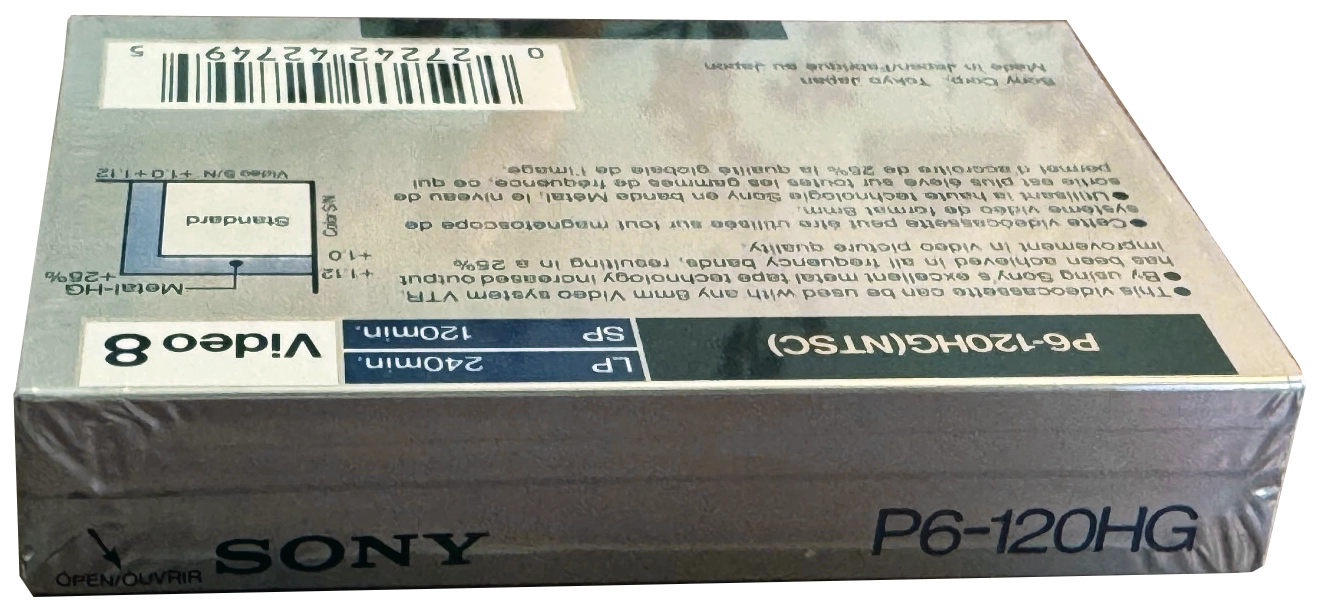 Video8, Hi8, Digital8 Sony HG 120 "P6-120HGA" Type IV Metal 1989 North America