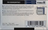 Video8, Hi8, Digital8 Sony HG 120 "P6-120HGA" Type IV Metal 1989 North America