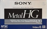 Video8, Hi8, Digital8 Sony HG 120 "P6-120HGA" Type IV Metal 1989 North America