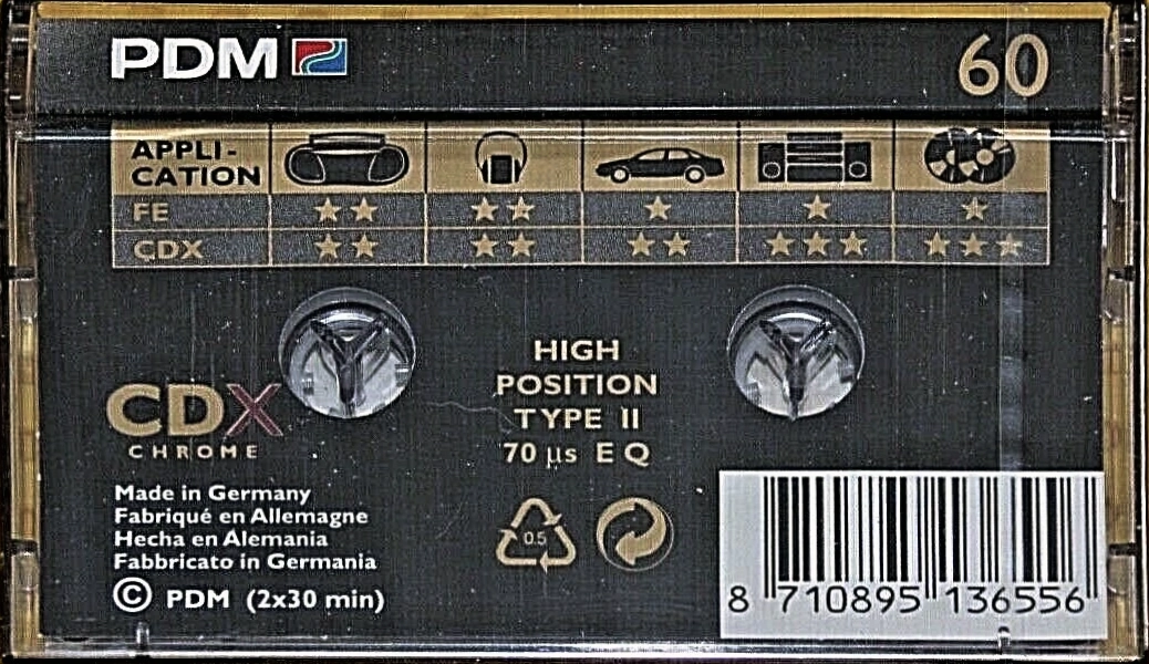 Compact Cassette PDM CD X 60 Type II Chrome 1993 Europe
