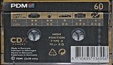 Compact Cassette PDM CD X 60 Type II Chrome 1993 Europe