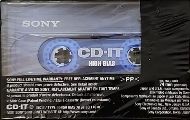 Compact Cassette Sony CD-IT 74 "C-74CDT2B" Type I Normal 1998 North America