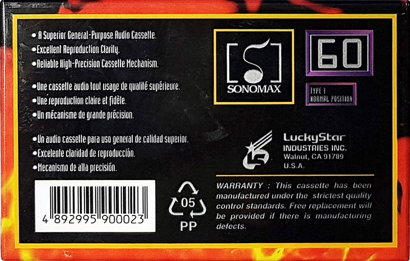 Compact Cassette Sonomax 60 Type I Normal 1997 USA
