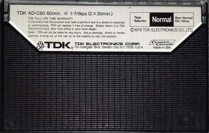 Compact Cassette TDK AD 60 Type I Normal 1979 USA