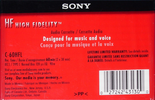 Compact Cassette Sony HF 60 "C-60HFL" Type I Normal 2001 North America