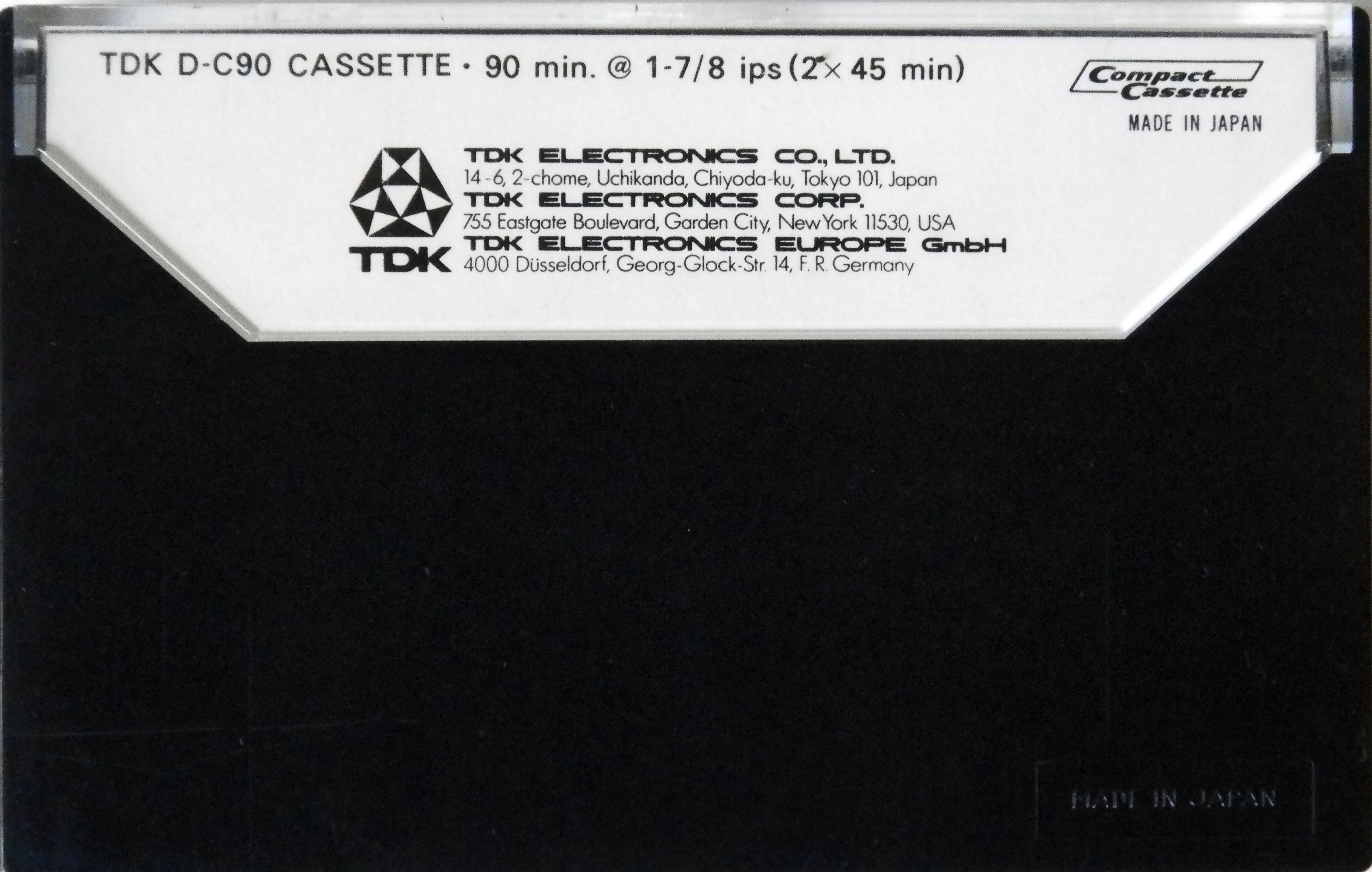 Compact Cassette TDK D 90 Type I Normal 1972 Europe, USA