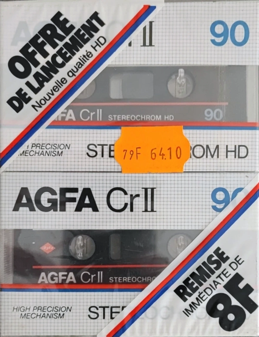 2 pack AGFA Stereochrom HD 90 "Cr II" Type II Chrome 1982 France