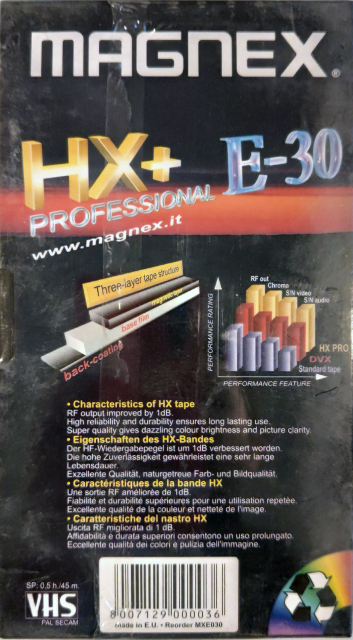 VHS, Video Home System Magnex HX+ 30 Type I Normal Europe