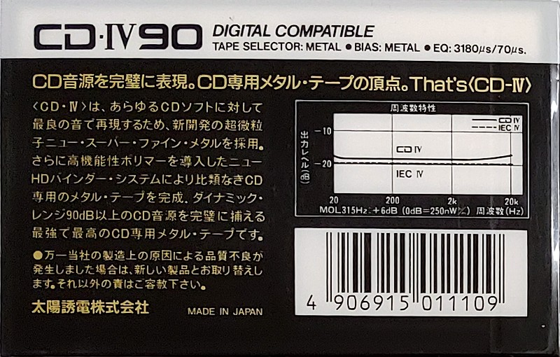 Compact Cassette Thats CD 90 "CD-IV" Type IV Metal 1987 Japan