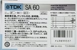 Compact Cassette TDK SA 60 "SA-60G" Type II Chrome 1988 Japan