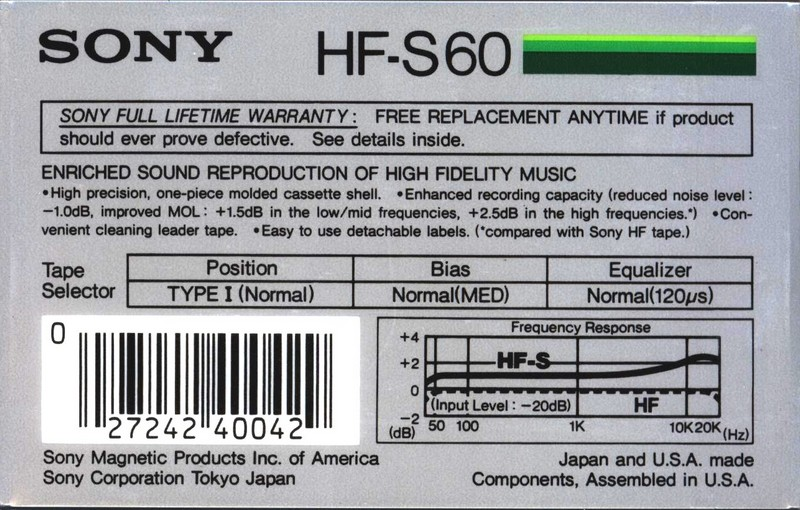 Compact Cassette: Sony  - HF-S 60