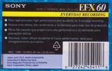 Compact Cassette Sony EF-X 60 Type I Normal 1998 North America