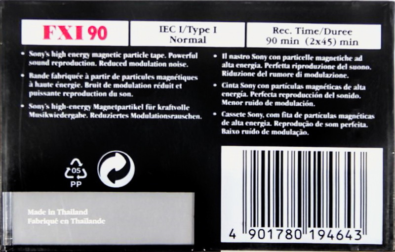 Compact Cassette Sony FX 90 "C-90FX1A" Type I Normal 1995 Europe