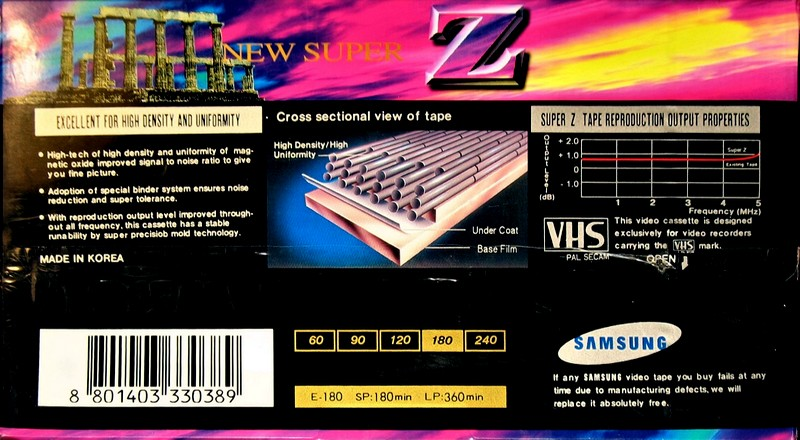 VHS, Video Home System Samsung New Super Z 180 Type I Normal Europe