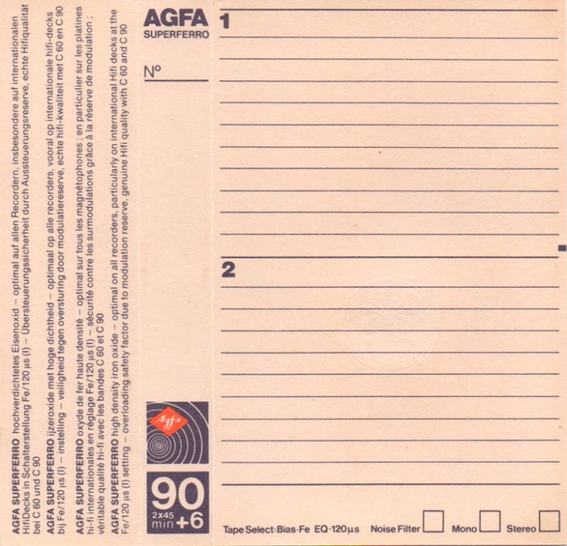 Compact Cassette AGFA Super Ferro Dynamic I 90+6 "SUPERFERRO" Type I Normal 1979 Europe