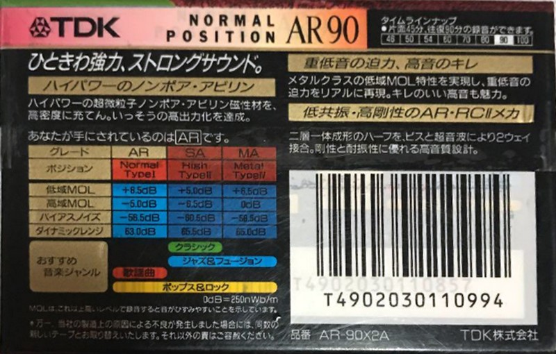 2 pack TDK AR 90 "AR-90X2A" Type I Normal 1993 Japan