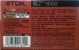 Compact Cassette TDK SD 60 Type II Chrome 1990 North America