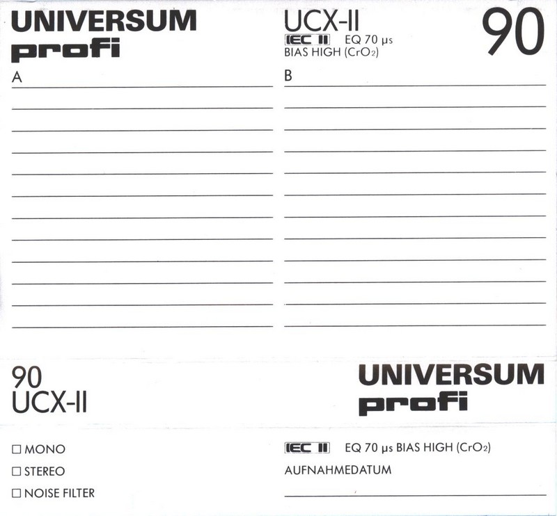Compact Cassette Universum UCX II 90 Type II Chrome 1986 Germany