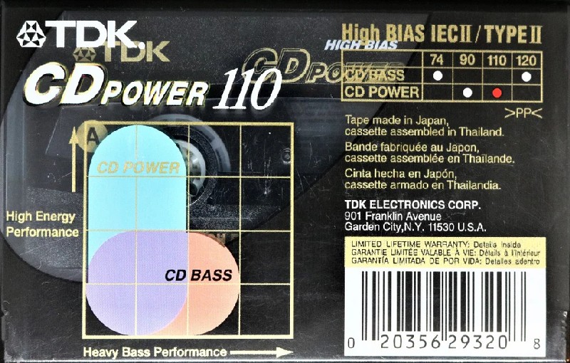Compact Cassette TDK CD Power 110 Type II Chrome 2001 North America