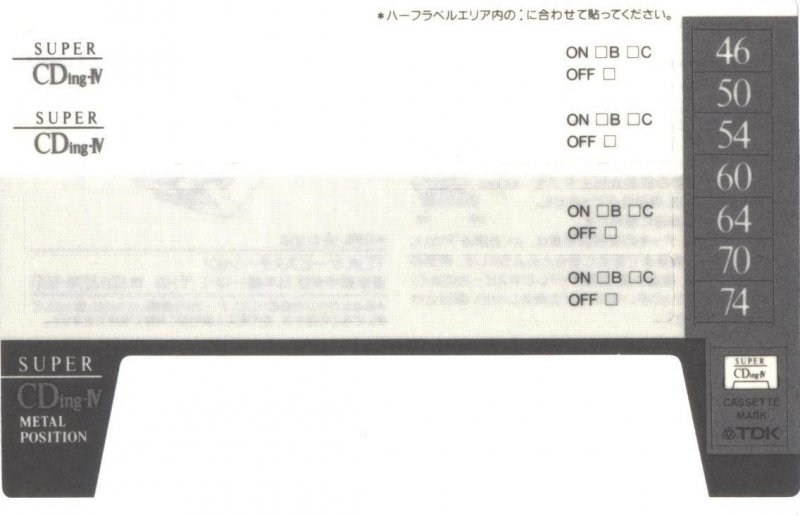 Compact Cassette TDK Super CDing 4 74 "SCD4-74" Type IV Metal 1992 Japan